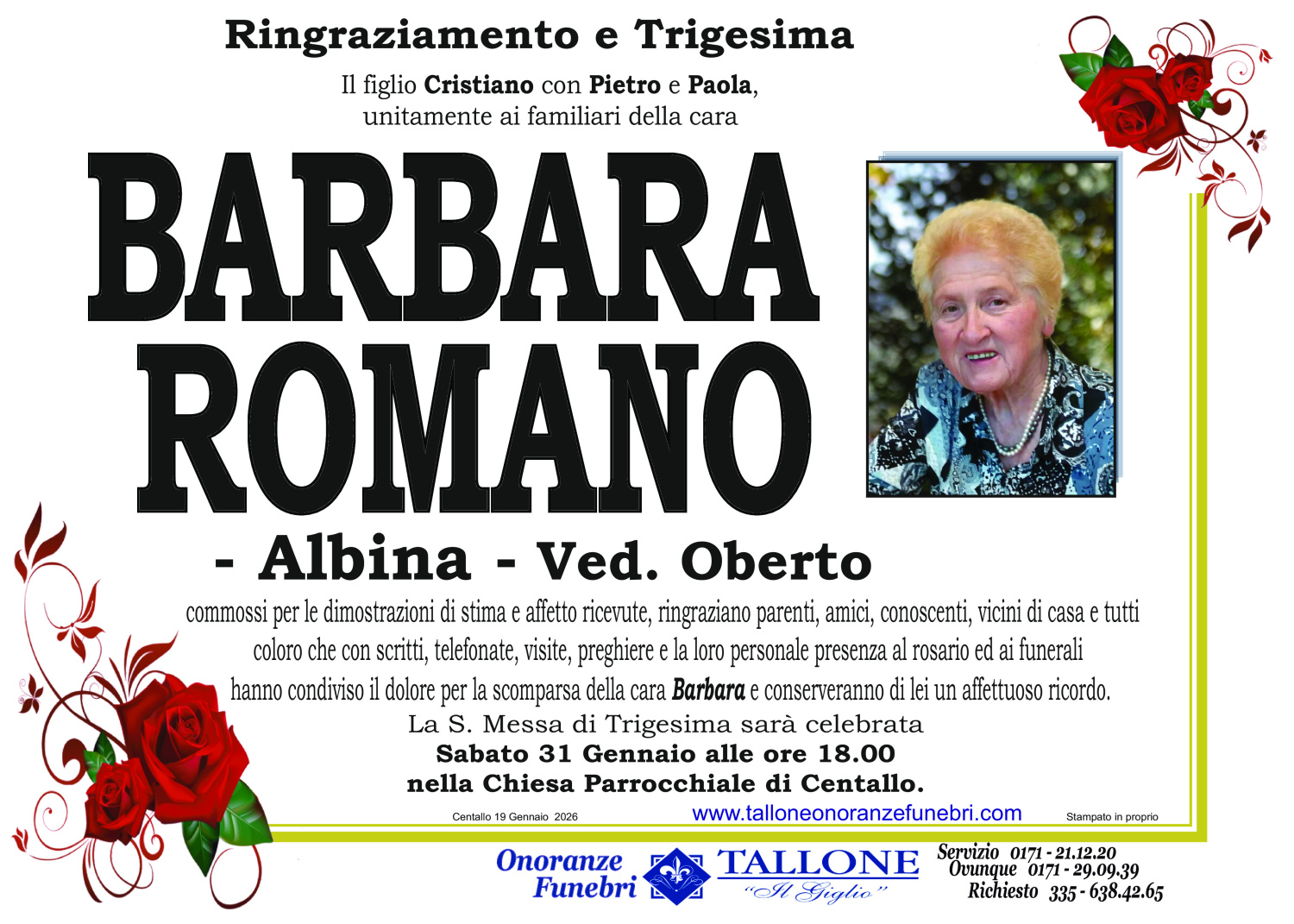<br />
<b>Warning</b>:  Undefined variable $info in <b>/home/tallone/public_html/ringraziamenti.php</b> on line <b>68</b><br />
Barbara Romano